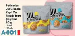 PATİSWİSS JUL GRANOLA KAPLI YER FISTIĞI TOPU ÇEŞİTLERİ 90 G